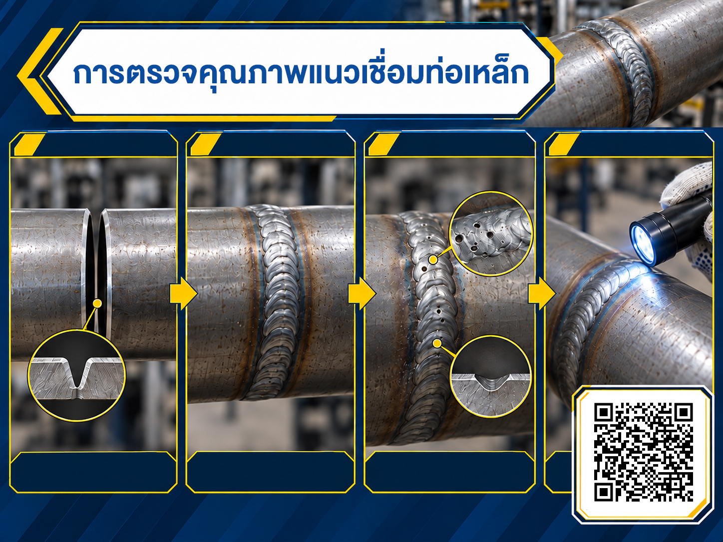 การตรวจคุณภาพแนวเชื่อมท่อเหล็ก