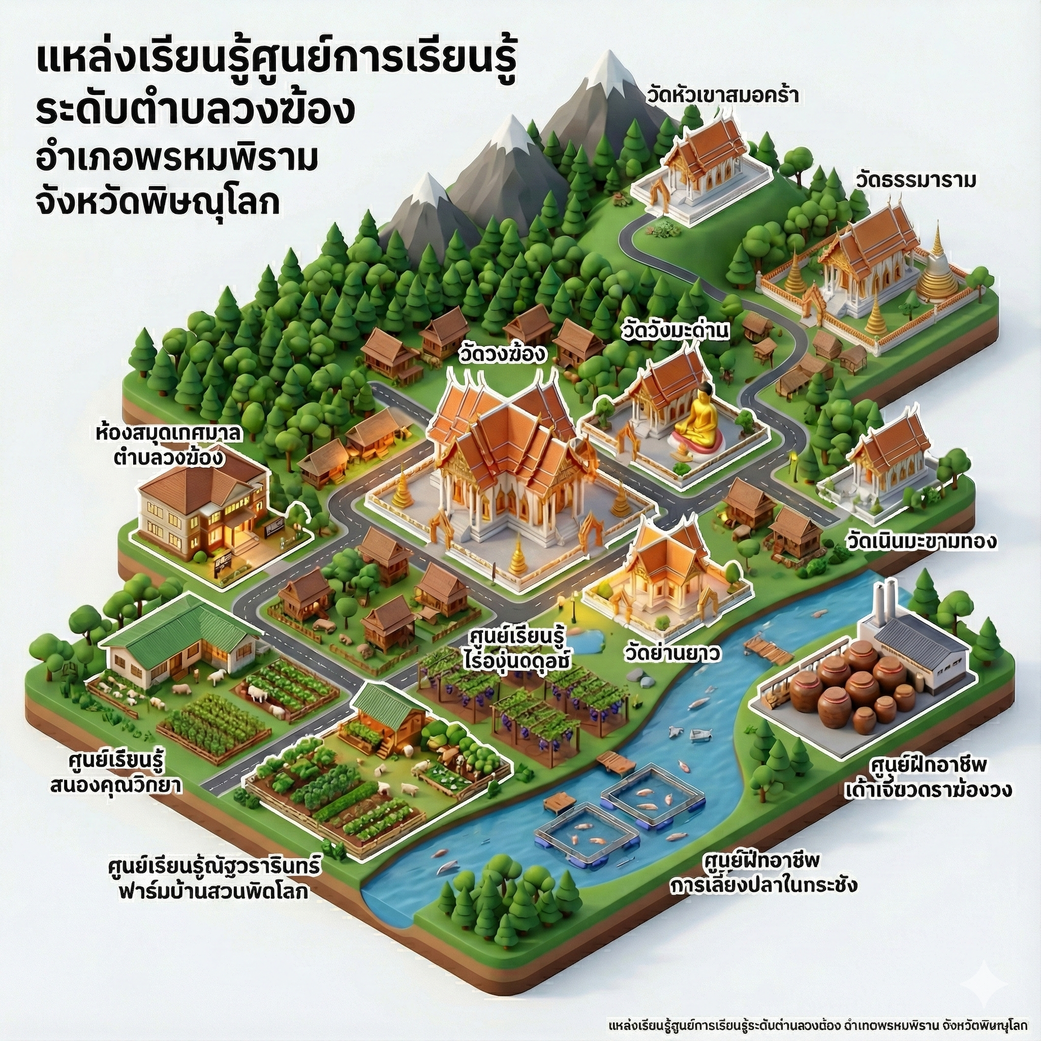 แหล่งเรียนรู้ศูนย์การเรียนรู้ระดับตำบลวงฆ้อง อำเภอพรหมพิราม จังหวัดพิษณุโลก