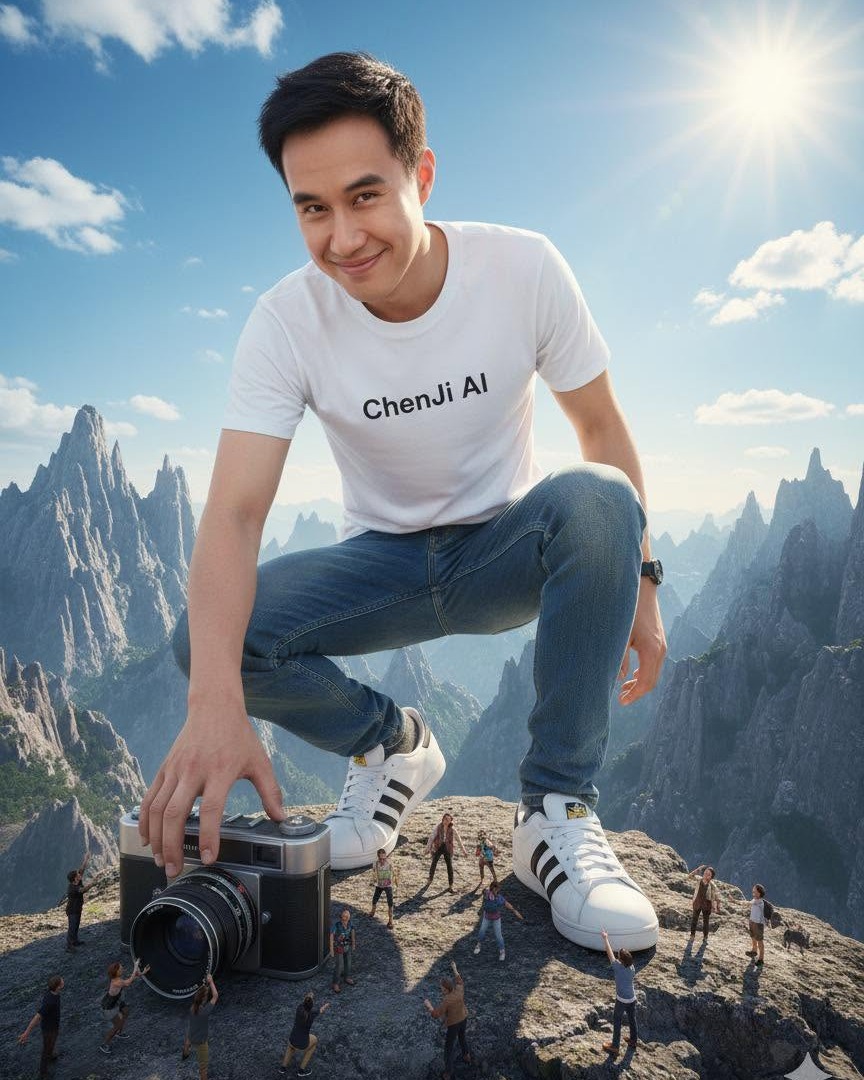 คนตัวใหญ่ (รูปภาพแนบ) ที่ (ภูเขา หน้าผา) ถ่ายภาพในมุมกว้าง