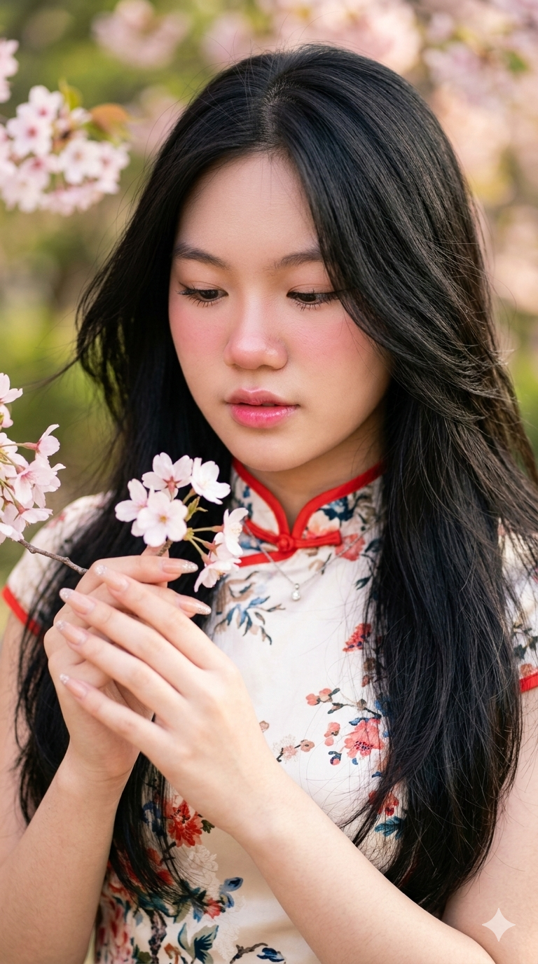 สาวสวย ถือดอกไม้