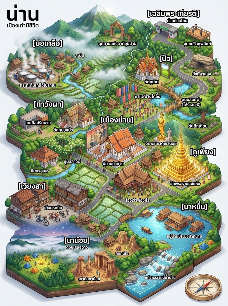 "จังหวัดน่าน" แลนด์มาร์คสำคัญของอำเภอต่างๆ