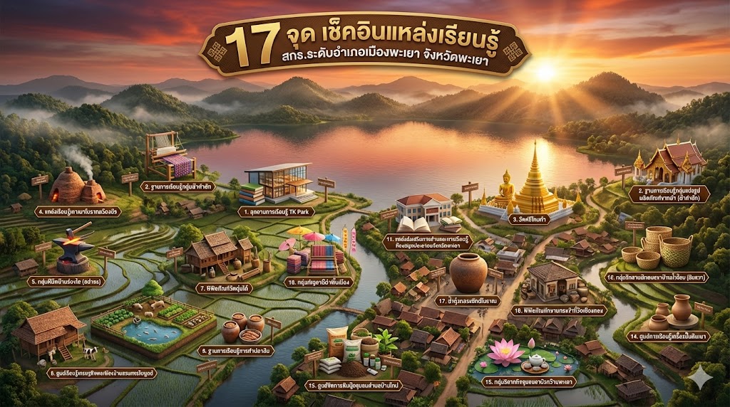 17 จุด เช็คอินแหล่งเรียนรู้ สกร.ระดับอำเภอเมืองพะเยา จังหวัดพะเยา