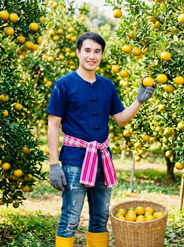 เก็บส้มในสวน