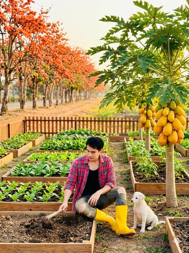 แปลงผัก สวนหลังบ้าน