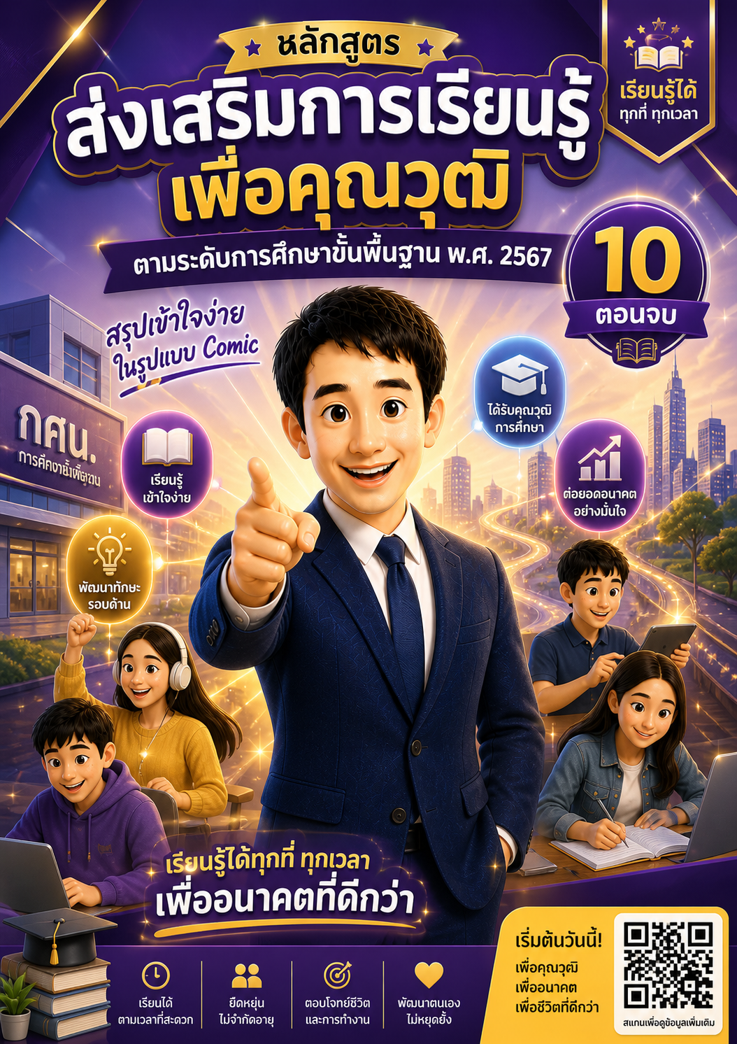 สรุปเข้าใจง่าย 10 ตอนจบ “หลักสูตรส่งเสริมการเรียนรู้เพื่อคุณวุฒิ ตามระดับการศึกษาขั้นพื้นฐาน พ.ศ. 2567”