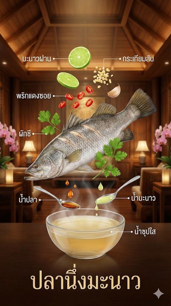 ภาพอาหารเมนู “ปลานึ่งมะนาว
