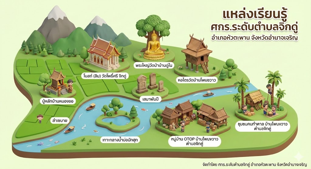 แหล่งเรียนรู้ ศกร.ระดับตำบลจิกดู่ อำเภอหัวตะพาน จังหวัดอำนาจเจริญ