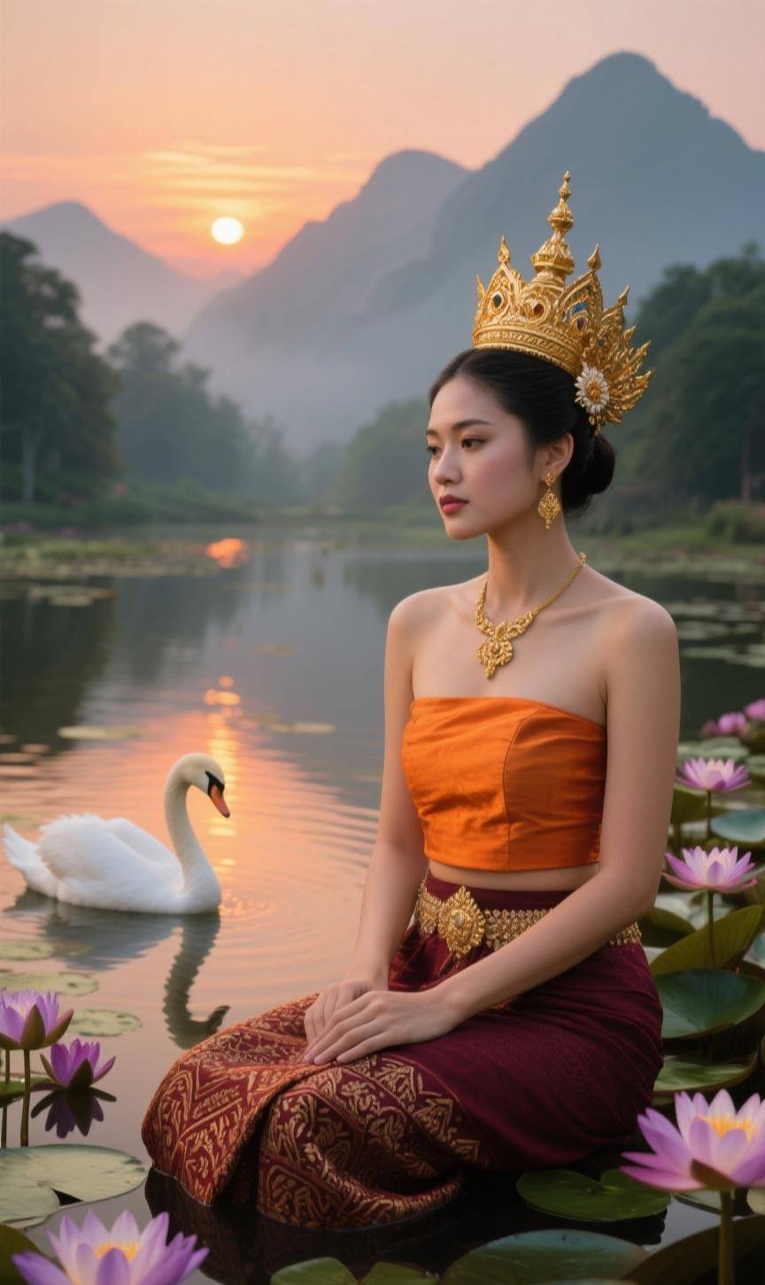 ภาพถ่ายภาพยนตร์ที่สมจริงสูงของหญิงสาวเอเชีย