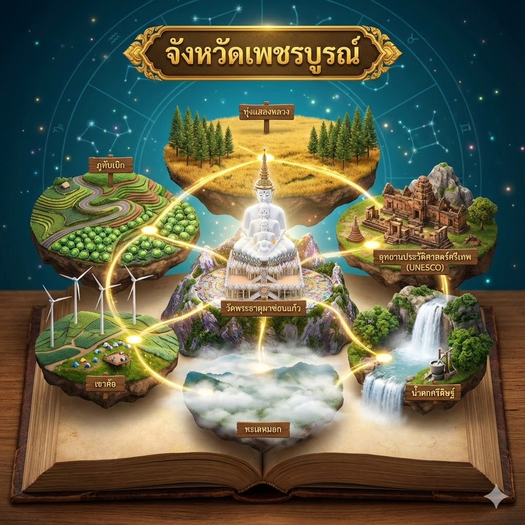แผนที่ "จังหวัดเพชรบูรณ์" สไตล์ไดโอรามาหนังสือป๊อปอัพ