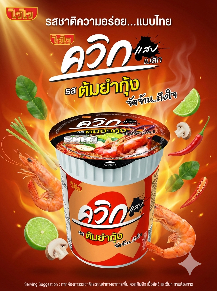 แจก Prompt โฆษณาสินค้า ไวไวควิก ต้มยำกุ้ง