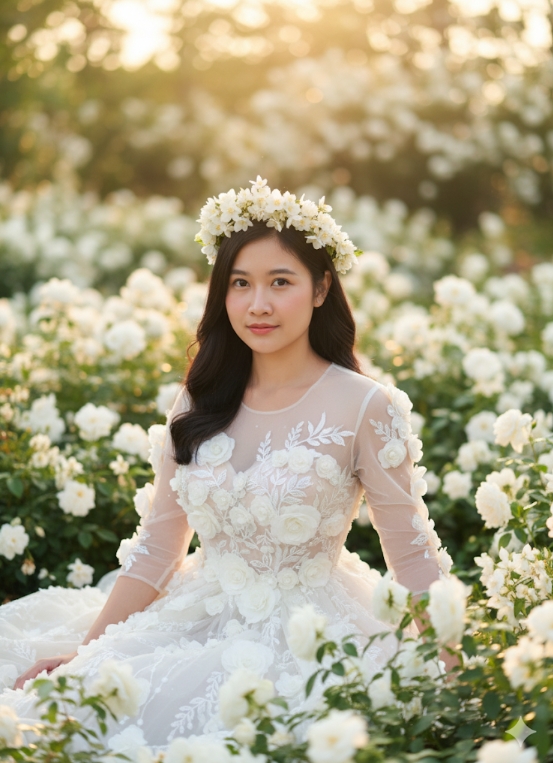 ชุดสีขาวที่ได้แรงบันดาลใจจากดอกไม้