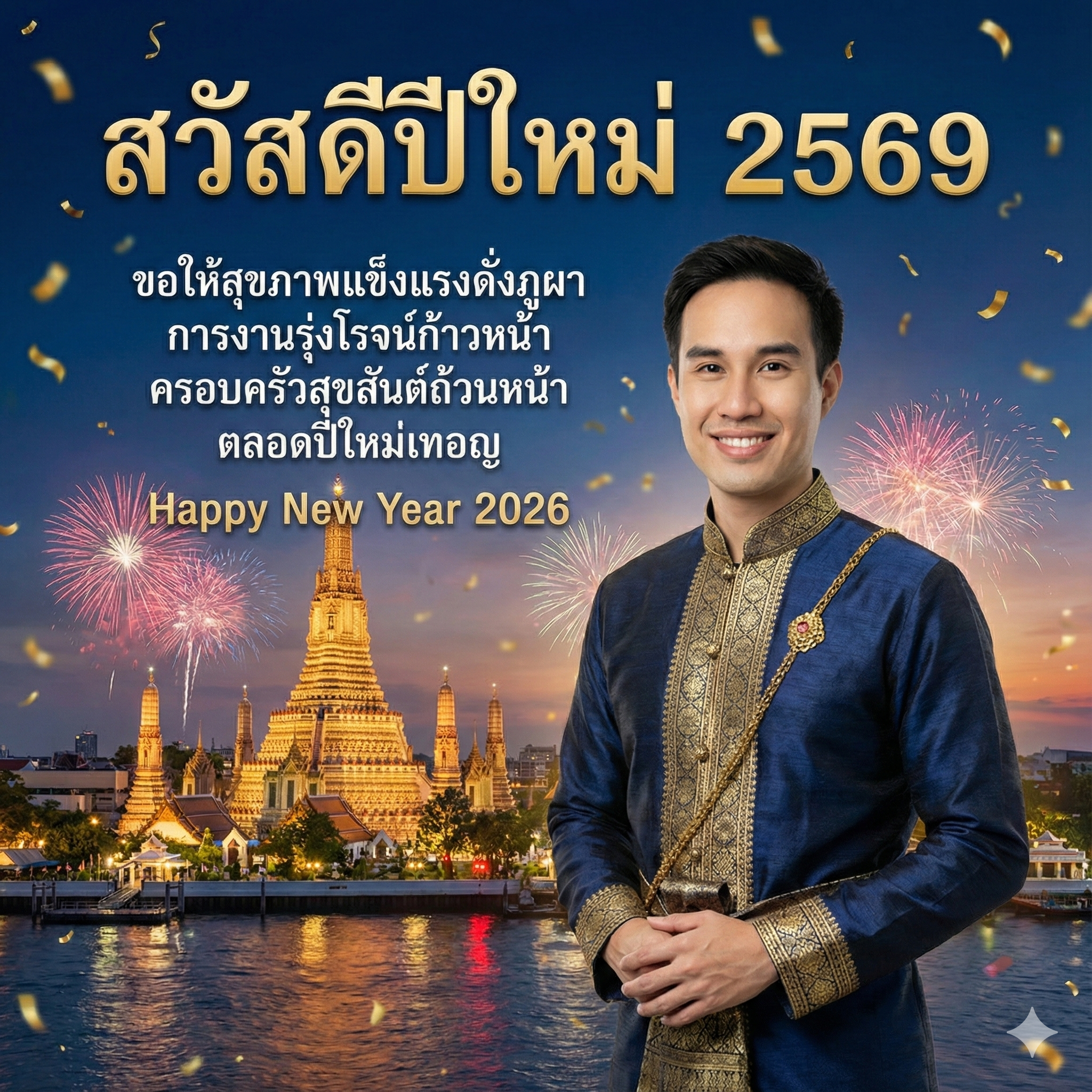 สร้างการ์ดอวยพรปีใหม่ "สวัสดีปีใหม่ 2569"