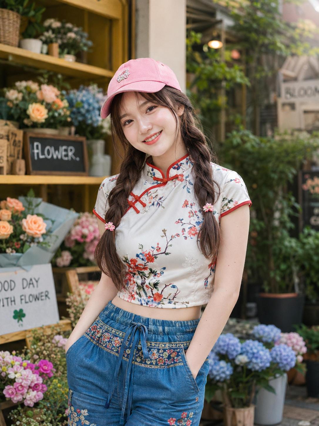 สาวสวย หมวกชมพู