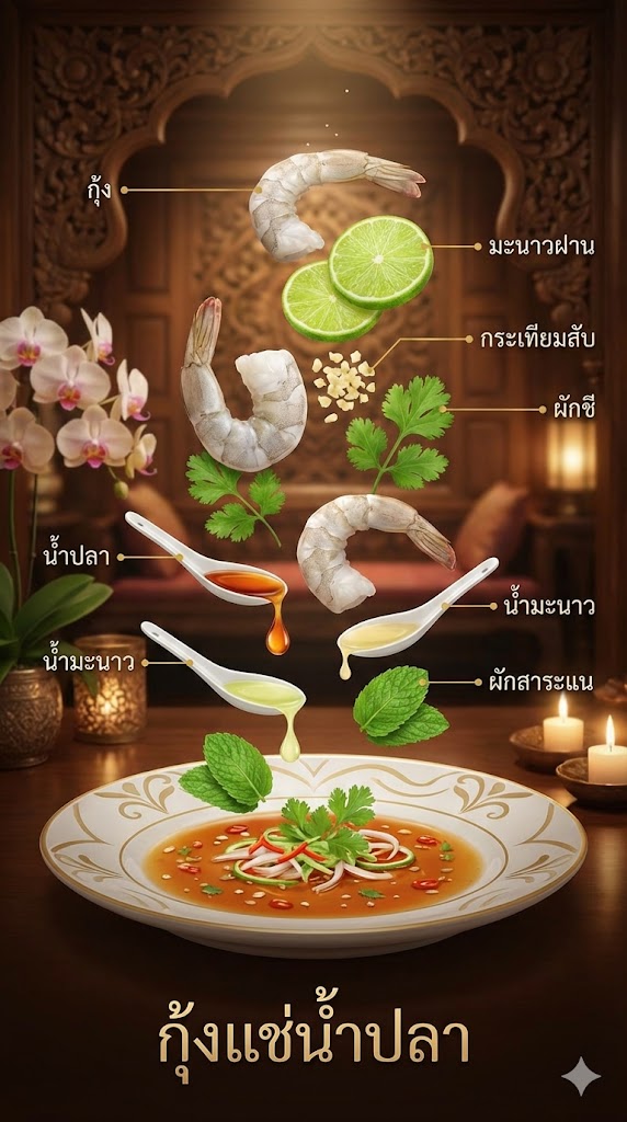 ภาพอาหารเมนู “กุ้งแช่น้ำปลา