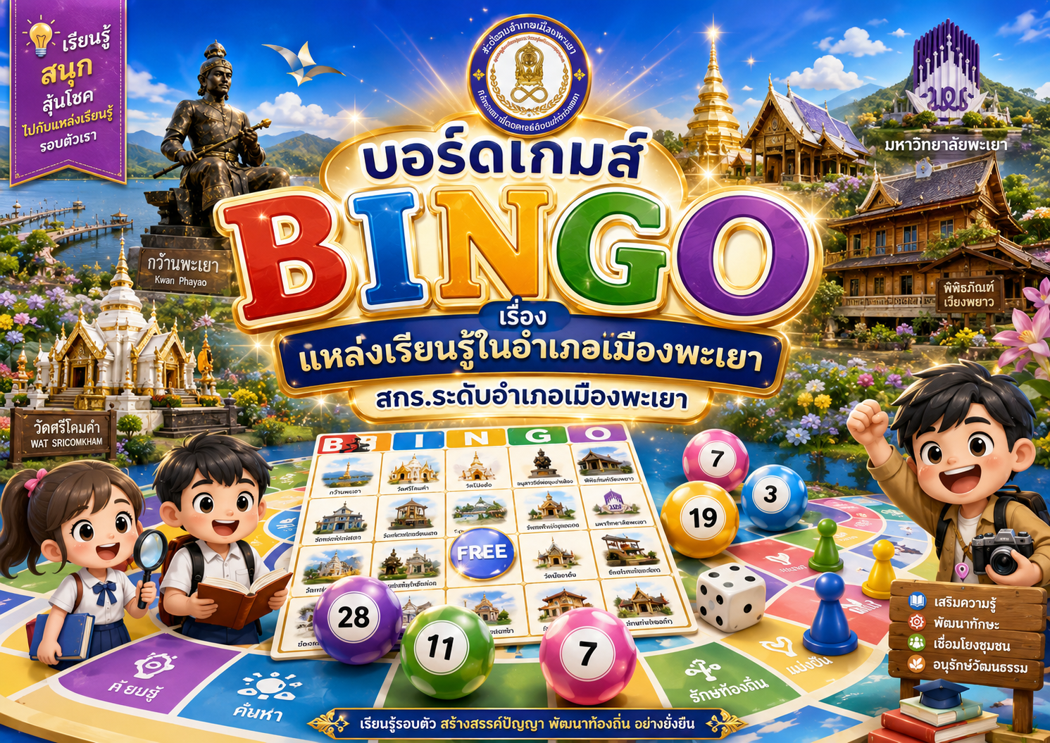 บอร์ดเกมส์ บิงโก เรื่อง แหล่งเรียนรู้ในอำเภอเมืองพะเยา