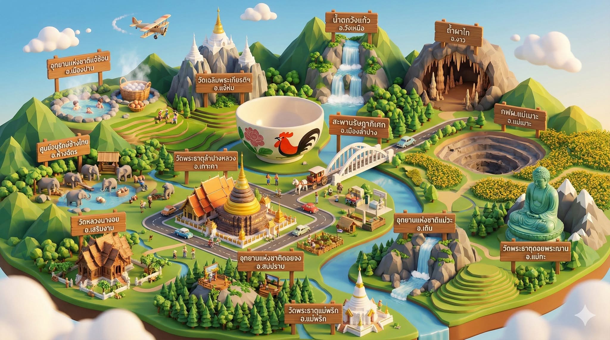 พาทัวร์ "ลำปาง" ในเวอร์ชั่น เกม Hay Day เกาะมหัศจรรย์! #สร้างจากAIไม่ใช่ภาพจริง