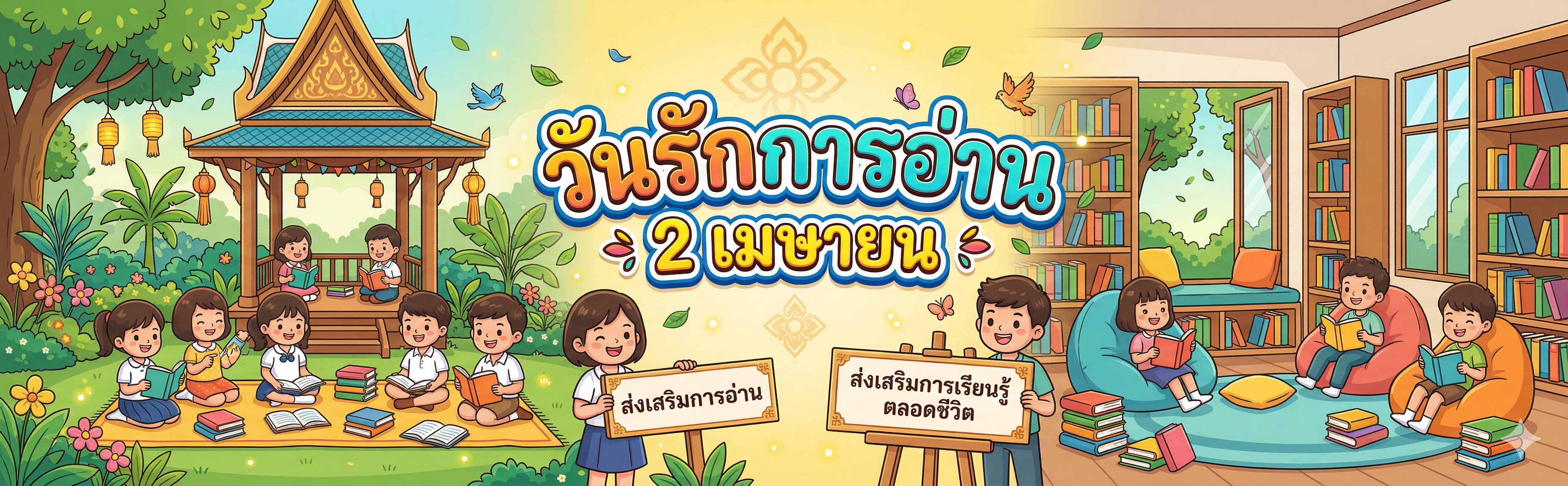 สร้างแบนเนอร์ วันรักการอ่าน 2 เมษา ติดเว็บ