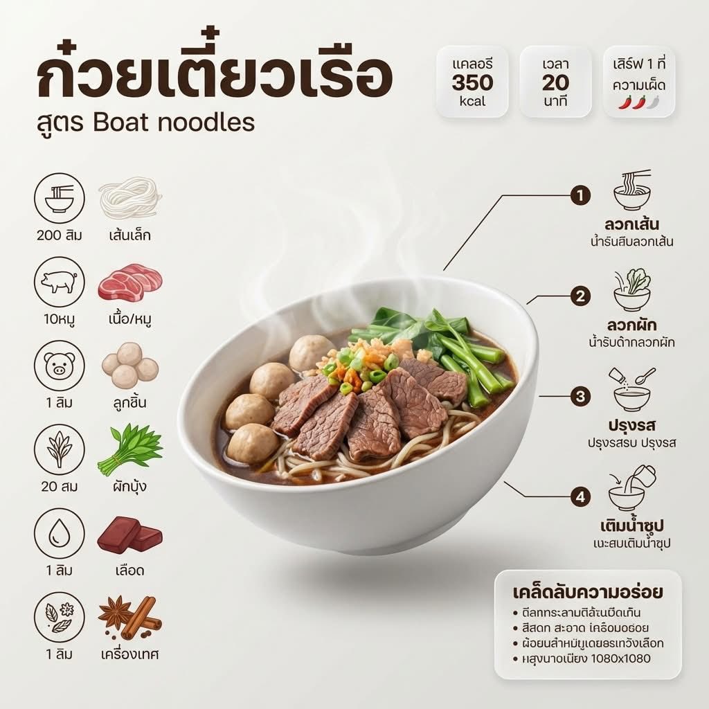 สร้างอินโฟกราฟิกสูตรอาหารสไตล์โมเดิร์น เรียบ สะอาด