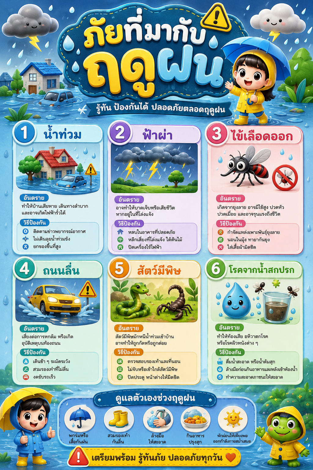 บอร์ดเกมส์ บิงโก เรื่อง ภัยที่มากับฤดูฝน (เนื้อหา)