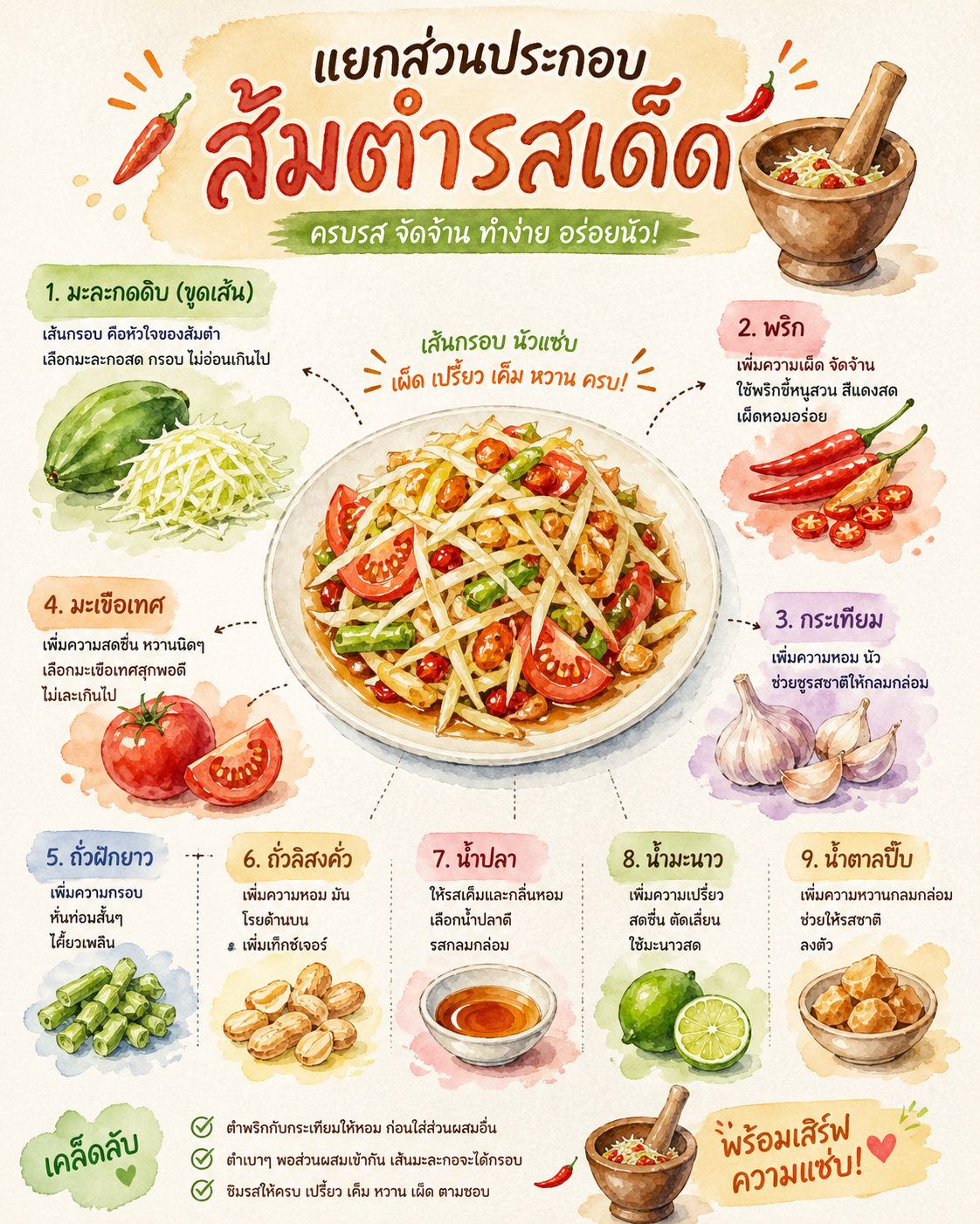 ส่วนประกอบ ของส้มตำรสเด็ด