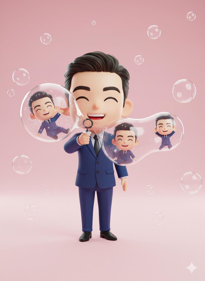 เป่าฟองน่ารักๆ การ์ตูน 3 มิติ สไตล์ Chibi