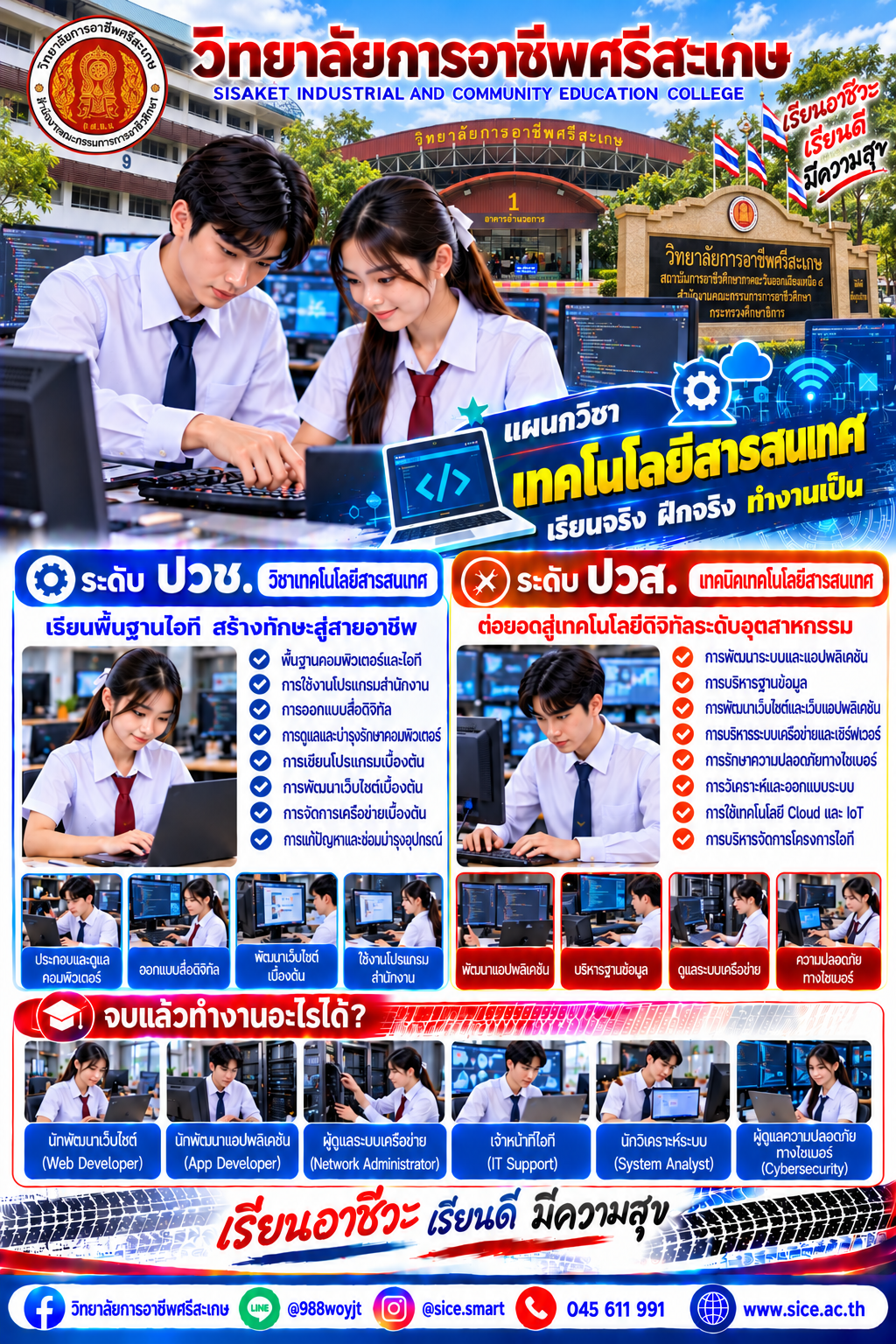 วิทยาลัยการอาชีพศรีสะเกษ เปิดรับสมัครนักเรียน นักศึกษา ระดับ ปวช. ปวส. และปริญญาตรี