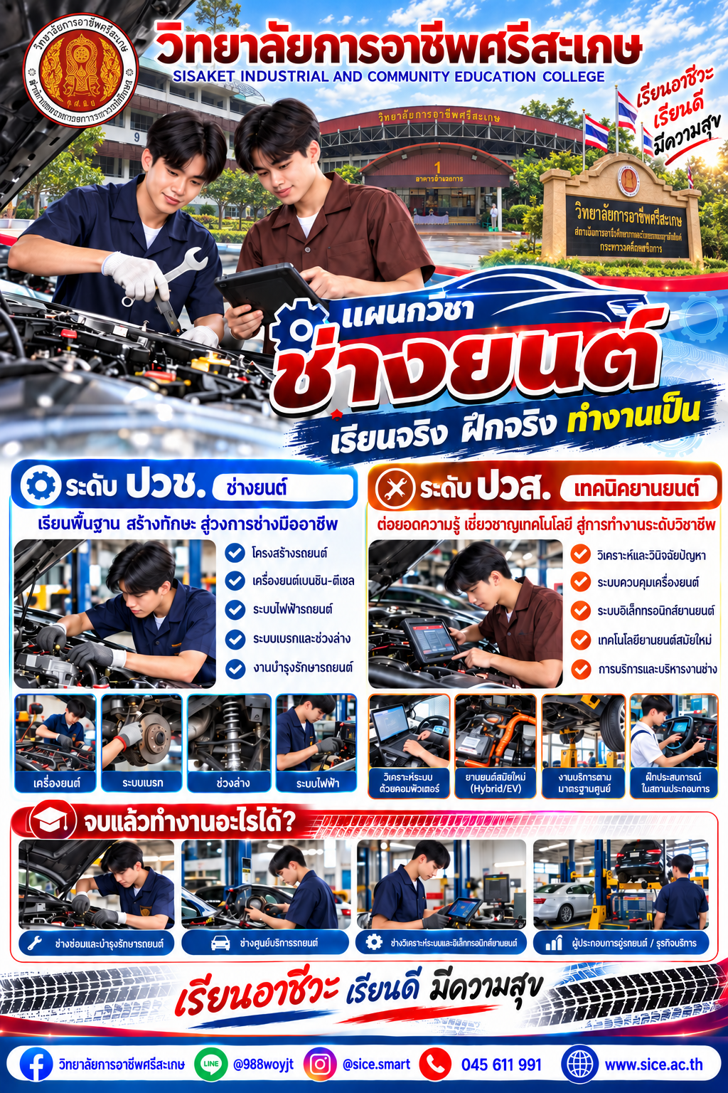 วิทยาลัยการอาชีพศรีสะเกษ เปิดรับสมัครนักเรียน นักศึกษา ระดับ ปวช. ปวส. และปริญญาตรี
