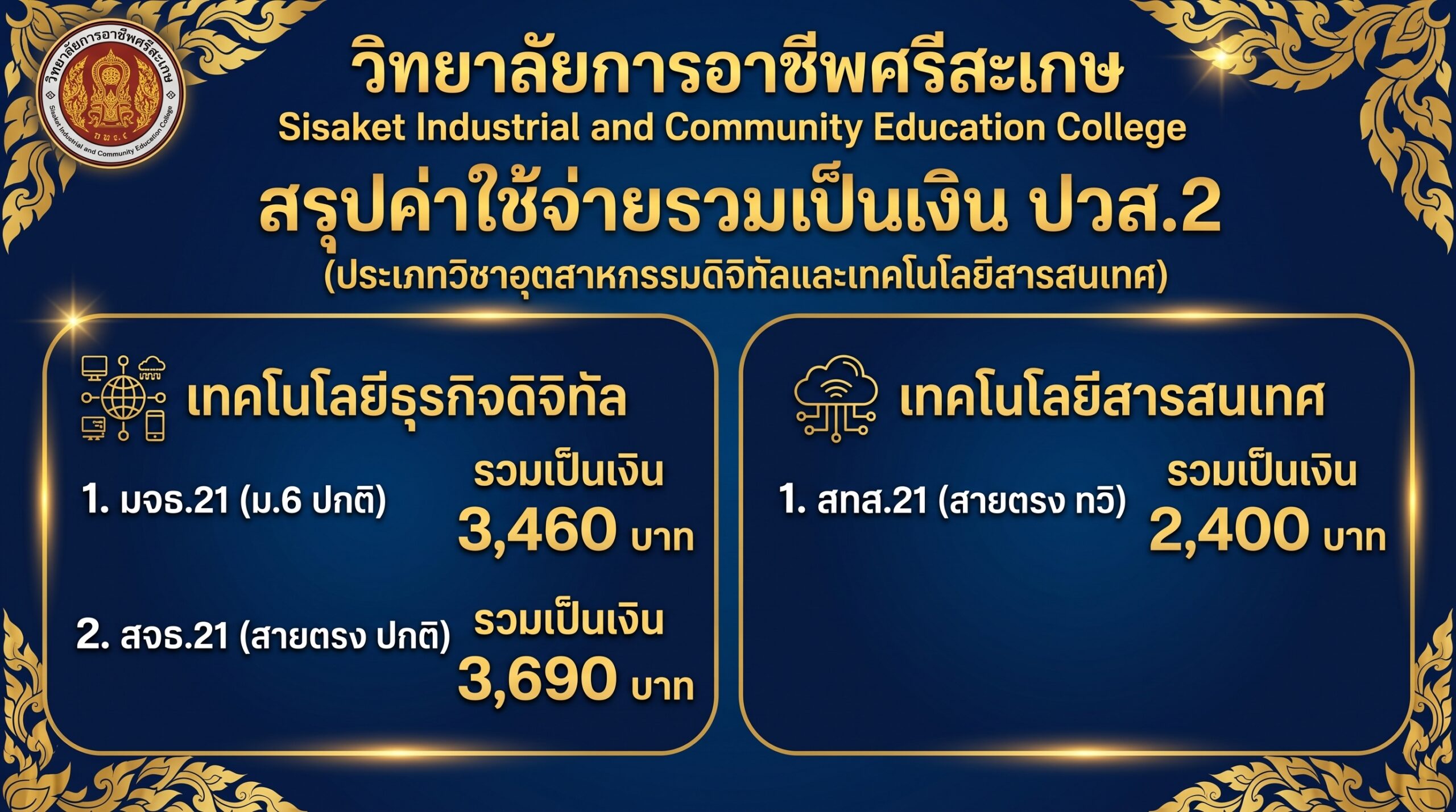 วิทยาลัยการอาชีพศรีสะเกษ แจ้งกำหนดการลงทะเบียนเรียน ภาคเรียนที่ 2 ปีการศึกษา 2569