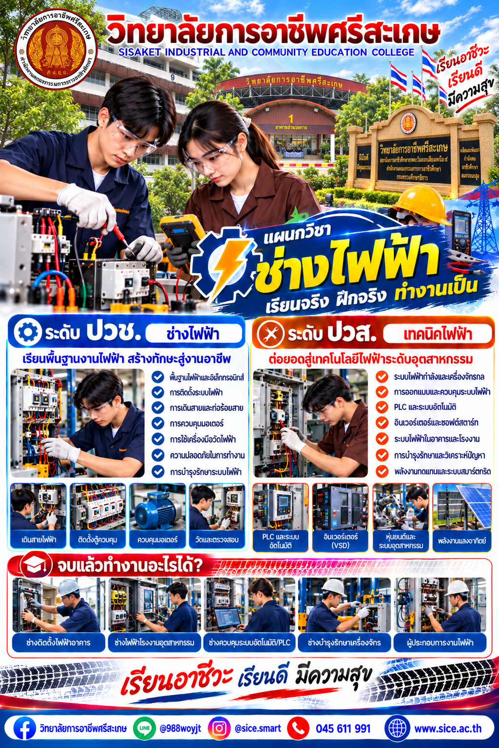 วิทยาลัยการอาชีพศรีสะเกษ เปิดรับสมัครนักเรียน นักศึกษา ระดับ ปวช. ปวส. และปริญญาตรี