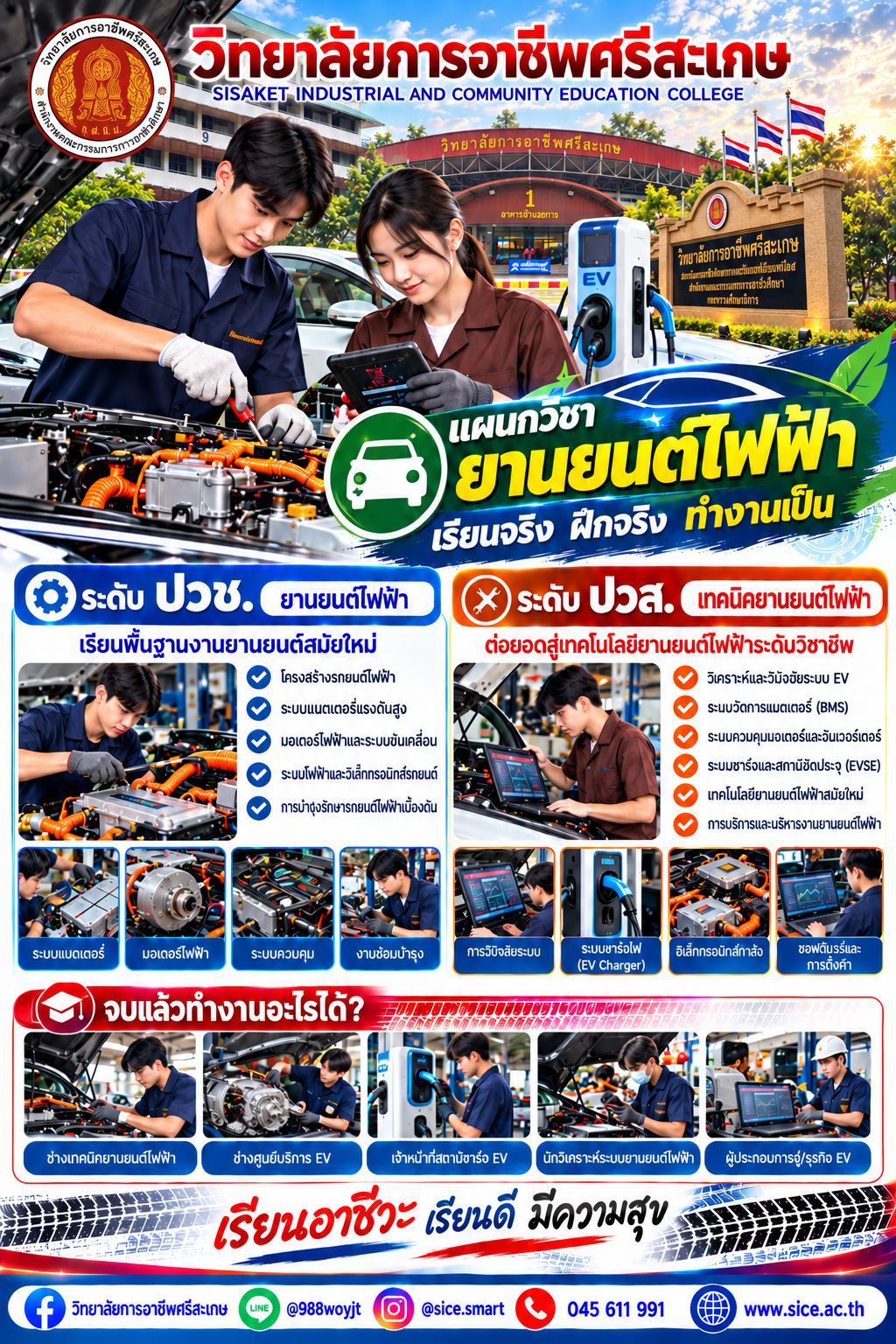 วิทยาลัยการอาชีพศรีสะเกษ เปิดรับสมัครนักเรียน นักศึกษา ระดับ ปวช. ปวส. และปริญญาตรี